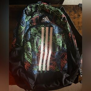 Adidas Black Backpack with Neon Accents w polo book bag bundle Pre Loved